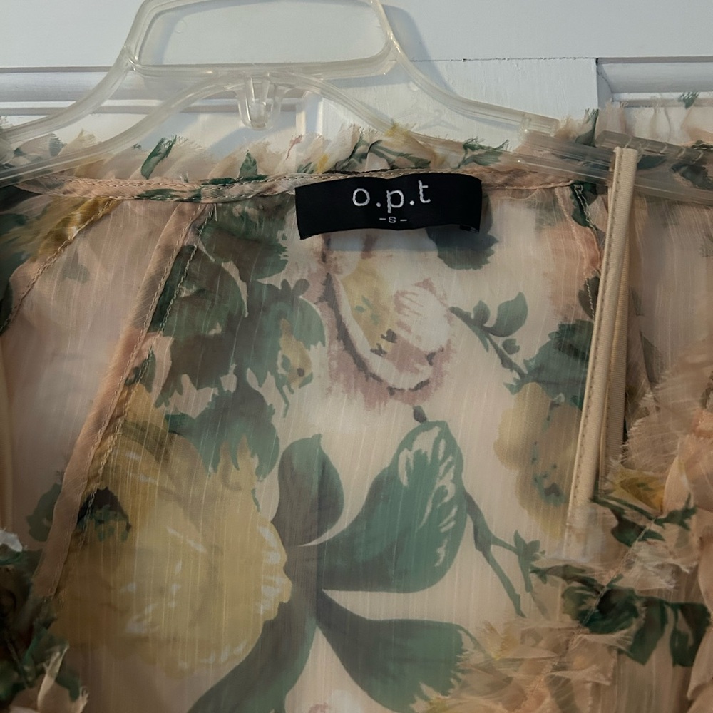 OPT Fall Floral Sheer Ruffle Top - Picture 3 of 4